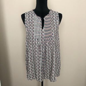 Hazel Printed Sleeveless Ruffle Neckline Top